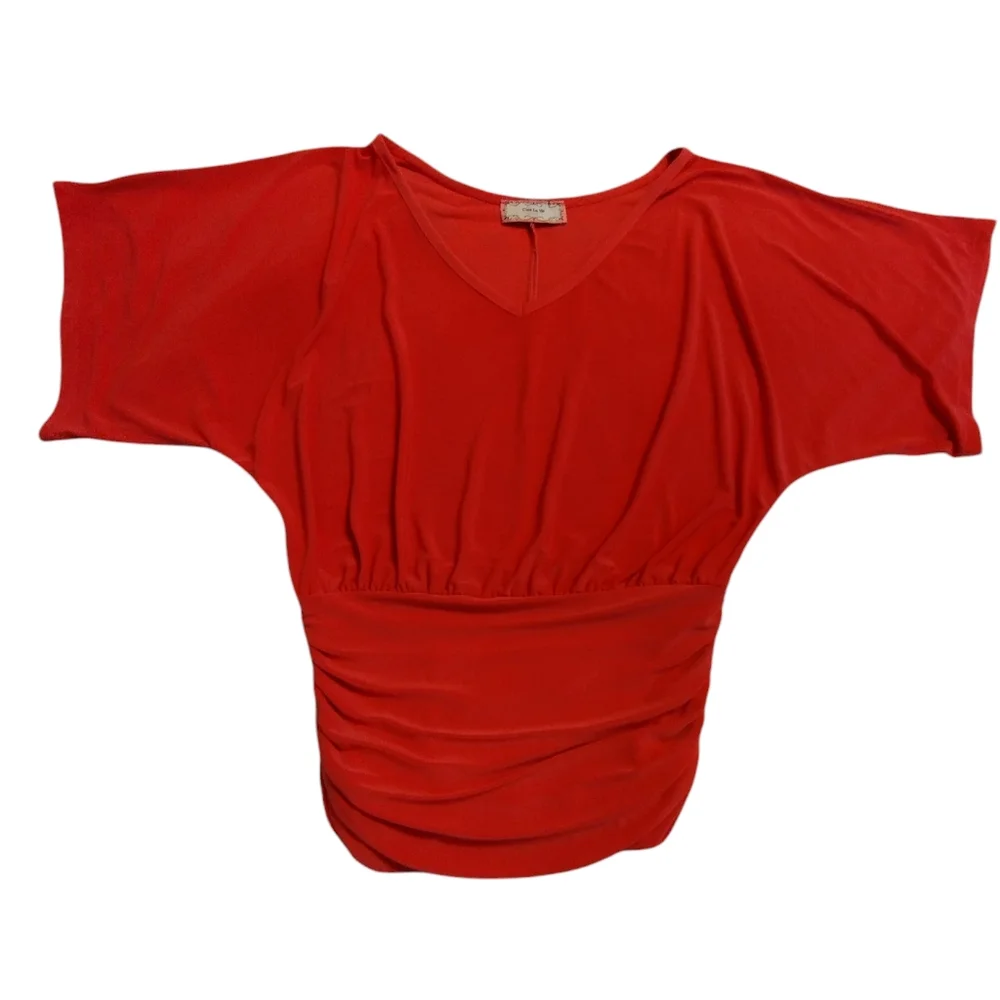 EUC C'est La Vie Elegant Coral/Orange Women's Top/Shirt/Blouse SMALL - Picture 2 of 5